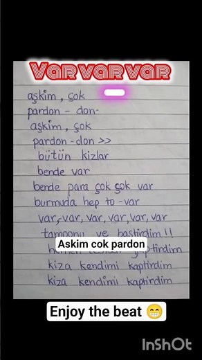 #var var var #song lyrics #askim cok pardon# turkish song #
