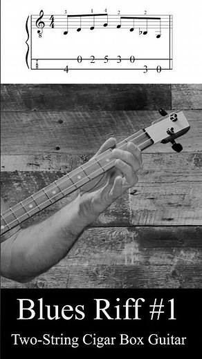 2 String Cigar Box Guitar - Blues Riff 1 #bluesguitar #cigarboxguitar #cigarboxguitarlesson