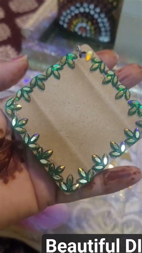 DIY # beautiful key ring #cardboard#mirrors #hand made key chain