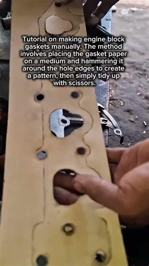 MAKE ENGINE BLOCK GASKETS BY HAND DIY #EngineRepair #GasketMaking #MechanicLife #CarMaintenance