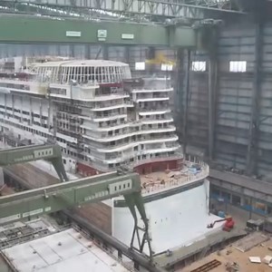 DID YOU KNOW THAT IT TAKES ALMOST 6 YEARS TO BUILD A CRUISE SHIP. BUT HERES 4 MINUTES TIME LAPS FOR YOU TO WITNESS THE MAKING. Building a cruise ship can take anywhere from 2 to 5 years or more, depending on various factors such as the size and complexity of the vessel, the shipyard's workload, and the availability of materials and labor. Here's a rough breakdown of the construction process and its typical timeline: 1. Design and planning: 6-12 months 2. Steel cutting and hull construction: 6-12