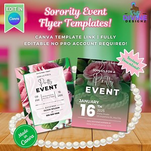 Sorority Event Flyer Templates: Editable Canva Designs (4 Designs) - Etsy