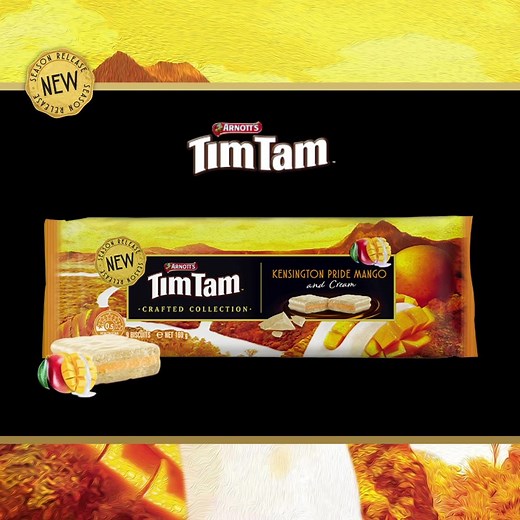 It's a little bit tropical, a little bit chocolatey, and a whole lot delicious. 🥭 ​ ​ Turn snack time into an indulgent tropical paradise with the new Tim Tam Kensington Pride Mango and Cream. ​ ​ #TimTam #WhatMoreCouldYouWishFor | Arnott's Tim Tam