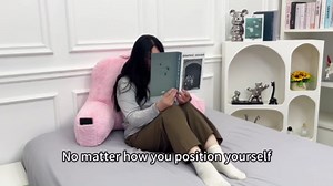 Reading Pillow for Sitting in Bed, Large Backrest Reading Pillow with Arm Rest,Back-Rest Support Cushion for Sit Up on Couch, Sofa, and Floor, Dorm Essentials (Black Faux Fur, Standard(17"))