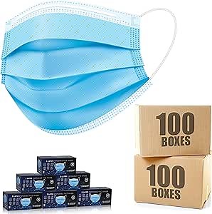 10,000 Pcs Disposable 3 Ply Safety Face Mask for Protection - with Nanofiber Filter Lining Elastic Earloops, Lightweight Breathable Protective Anti-Dust Facial Masks Health School Office PPE (10000)