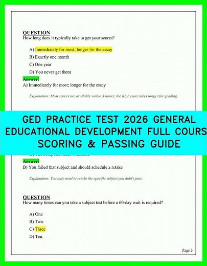 GED PRACTICE TEST 2026 GENERAL EDUCATIONAL DEVELOPMENT FULL COURSE SCORING & PASSING GUIDE