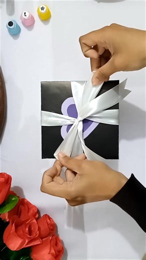 how to tie gift box with ribbon | easiest way😍🥰 follow for more subscribe my YouTube channel plzz #artist #artistoftiktok #viral #tiktokviral #crafting #foryou #foryoupage #fyp #giftbox #wrappinggifts #tieribbon