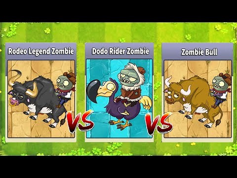 Rodeo Legend Zombie & Dodo Rider & Zombie Bull - PvZ 2 Animals Battlez