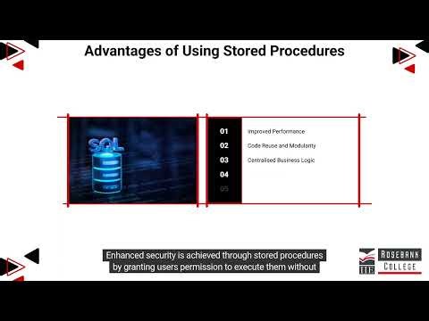 Discuss the advantages of using stored procedures (LU9/LO12)
