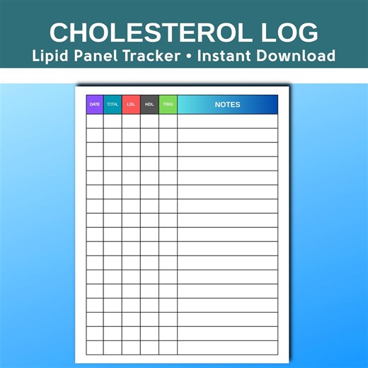 Cholesterol Log Printable, Lipid Panel Tracker, LDL HDL Trig Log, Doctor Visit Log, US Letter Pdf - Etsy