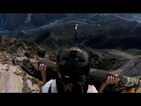 Real-life Aladdin jumps from mountain peaks on a flying carpet | SWNS