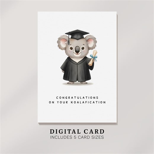 Graduation Card: Fun Printable Koala Greeting Card (Digital Download)