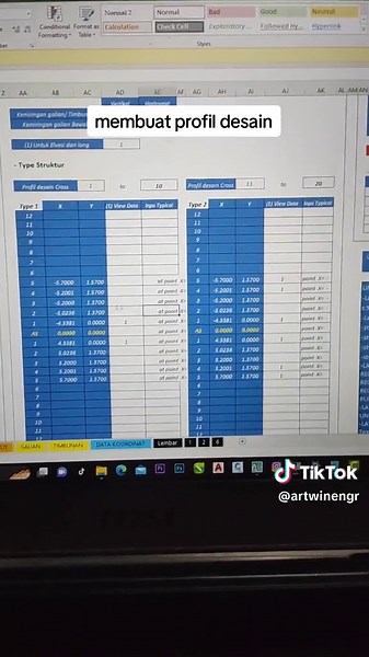 Membuat Profil Desain Galian Timbunan dengan Excel | Tutorial Teknik Sipil