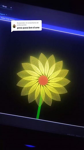 Respuesta a @anderzonmo Aquí en código en Python Bro: # BY PROGRAMEX from turtle import * import colorsys speed(20) bgcolor(