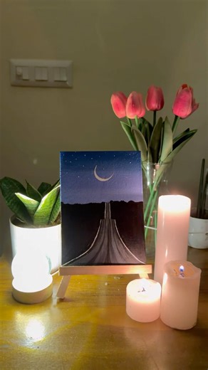 “The Road to You”🌑 Easy Relaxing Acrylic Painting Tutorial🎨 Simple Painting for Beginners #art