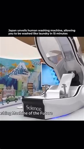 Artificial Intelligence | Technology | Prompts on Instagram: "Japan unveiled a wild new “human washing machine” that cleans your whole body with microbubbles, sensors, music, and mood-synced visuals in just 15 minutes. It’s like stepping into a spa mixed with a sci-fi pod. The future of self-care is officially weird… and kinda amazing."