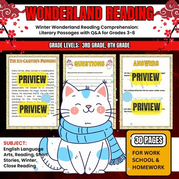 Winter Wonderland Reading Comprehension: Literary Passages Q&A for Grades 3-8