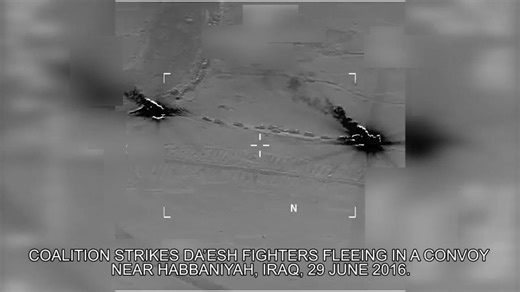 June 29: Coalition strikes Da’esh fighters fleeing in a convoy near Habbaniyah, Iraq
