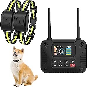 Wireless Dog Fence System with LCD Screen & Remote Training Collar - Adjustable Portable Pet Containment for All Sizes Dogs, Invisible Safe Boundary Control
