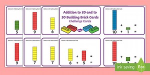Addition to 20 and to 30 Building Bricks Busy Bag Prompt Card and Resource Pack
