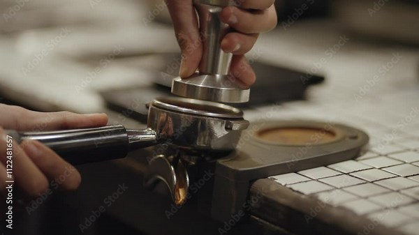 Coffee Making Brewing Machine Process inside The Coffee Shop - Grind Brew Press Pour Over Expresso Cafe Latte