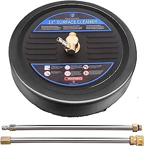 RIDGE WASHER Surface Cleaner for Pressure Washer, 13 Inch, Pressure Washer Surface Cleaner Attachment with 2 Pcs Power Extension Wands, 2500 PSI