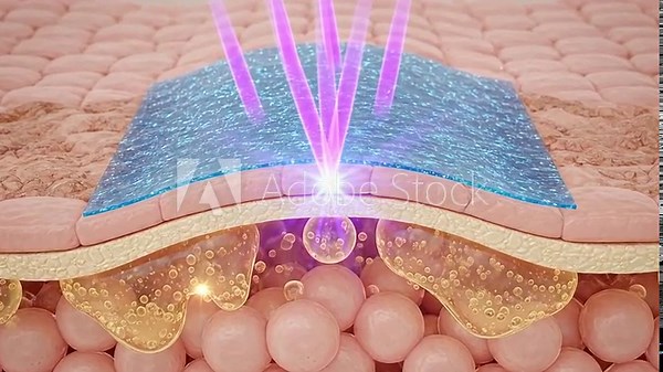 Scientific diagram of laser light penetrating human skin layers