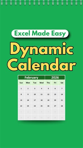 Create a fully functional 2026 calendar in Excel 📅 No templates, no add-ins, and no cost. This step-by-step Excel tutorial shows how to build a dynamic calendar that updates automatically, perfect for planning, tracking, and productivity. If you want a clean, customizable Excel calendar for 2026, this is for you ✨ 📌Comment "SHORTCUTS” to get a FREE 270 Excel Shortcuts! #excel #exceltips #spreadsheets #productivityhacks #office #finance #accounting #microsoftexcel #datamanagement #taskmanagemen