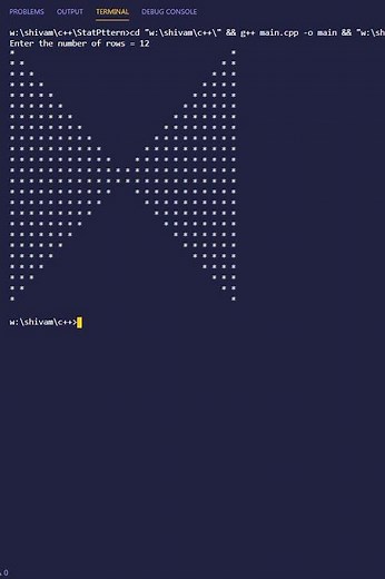 c++ program to print butterfly pattern | PWOS #shorts