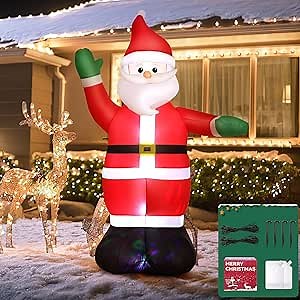 3.9x1.97x6.2 FT Christmas Inflatable Santa Claus with Built-in Colorful LED Lights, Blow Up Yard Decoration Inflatables Santa for Xmas Décor Holiday Party Indoor Lawn Patio