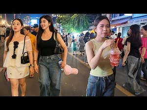 Cambodia Nightlife 2025: Explore Phnom Penh City, Night Market Street Scenes 4K