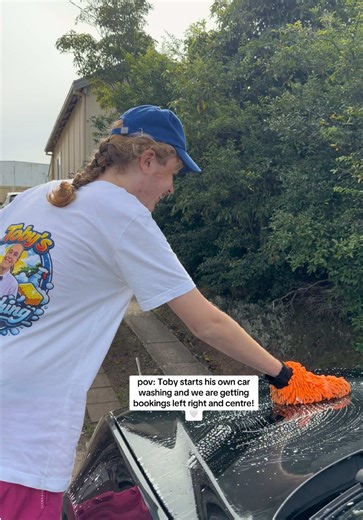 The shirts I got made 🥹 A huge thank you to the @detailingshed for providing Toby with all the cleaning essentials to help him start his car washing journey. We are so grateful for the incredible support and love our local community has shown 🤍 It truly means the world to us. If you are in the Illawarra and would like to book a car wash please contact us on 0419 576 779!