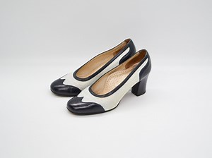 Vintage Leather Spectator Pumps: Black & White Wingtip Heels, EU 36 - Etsy