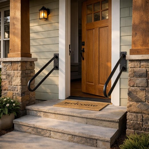 Outdoor Handrail for Steps, Wall Mounted Exterior Handrail for Front Porch & Entry Steps, Black Metal Safety Hand Rail for Home - Etsy