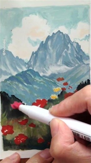 Painting Landscape with 90 Arrtx Acrylic Markers: Full Video Linked