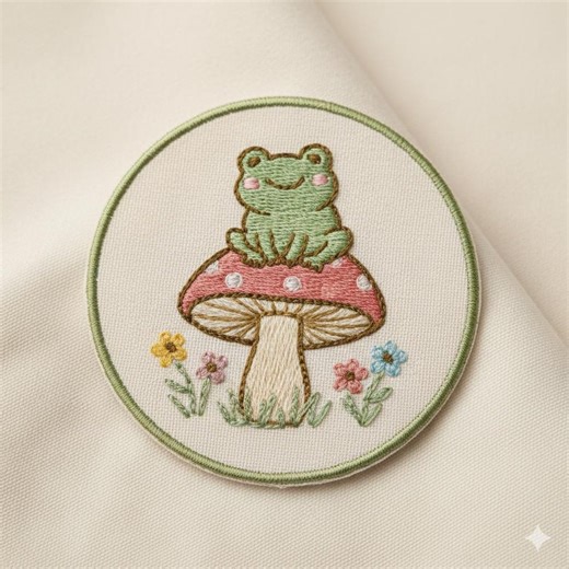 Cute Frog Mushroom Embroidery Design, Whimsical Animal Floral Embroidery File, Woodland Frog Digital Pattern - Etsy