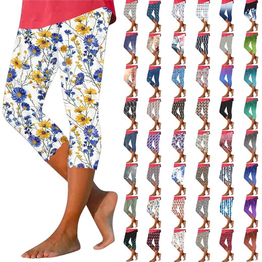 Womens Leggings Womens Capri Leggings Summer Plus Size Capris Workout Yoga High Waisted Capri Pants Casual Pull on Capris with Pockets Stretchy Leggings Compression Pants S