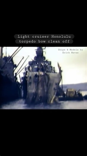 In the July 6, 1943, Battle of Kula Gulf, USS Honolulu (CL-48) played a key role, helping to destroy Japanese destroyers Niizuki and Nagatsuki during the New Georgia campaign, but the night engagement also saw the loss of the American cruiser USS Helena, with Honolulu herself suffering significant torpedo damage to her bow, though she survived the battle and was later repaired. Honolulu's guns delivered critical hits, but a torpedo struck her starboard side, blowing off her bow, marking a costly