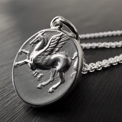 Pegasus Coin Necklace Sterling Silver - Etsy