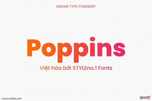 [Trả phí] SVN-Poppins (18 fonts) - Việt hóa - STYLEno.1 Fonts