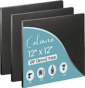 (3-Pack) Calvana Expanded PVC Sheets (Black) - 12” x 12” x 1/8” Plastic Board Sheet - Printable Board for Signage and Crafts - Flexible, Durable, and Water-Resistant - Suitable for Outdoor Use