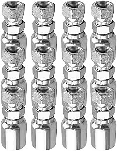 12Pcs 3/8"Hose x 3/8" JIC Hydraulic Hose Fittings Fit for Dayco Weatherhead U-Series Adjustable Crimpers, 37° Female Hydraulic Hose End Crimp