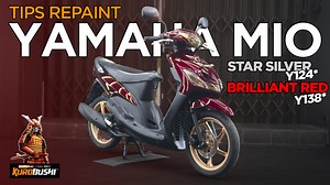 28K views · 702 reactions | Haloo Samuraian! Kali ini mimin bakal share tutorial Repaint Yamaha Mio Smile dengan tema motor proper untuk harian menggunakan Warna yang sering banget kalian request nih yaitu, Dark Red Candy! ( Merah Candy Gelap ) Resep Yamaha Mio Dark Red Candy: - Epoxy 2K04 (2 Kaleng ) - Star Silver Y124* (2 Kaleng) - Brilliant Red Y138* ( 2 Kaleng ) - Clear 2K01 (2 Kaleng) | Samurai Paint, Indonesia | Facebook