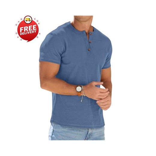 Mens Muscle Henley Shirt Short Sleeve Gym Workout Athletic Lightweight Button Tee Top - Etsy