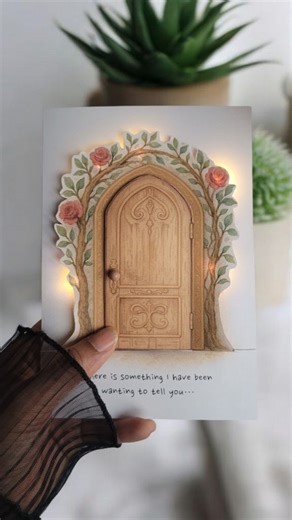 Farah Tanjila Art🌙🌊 on Instagram: "hearts revolving around my head after making this one... 🥰🥰 #valentinescard #lightupcard #handmadevalentine #customcard #etsyshop etsyseller valentinesgift romanticgift fairytalecard"