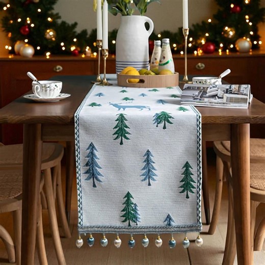 Christmas Table Runner, Embroidered Tree,vintage Holiday Decor,home Decorations, Housewarming Gift, Table Topper - Etsy