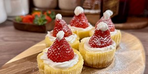 Mini Santa Hat Cheesecakes