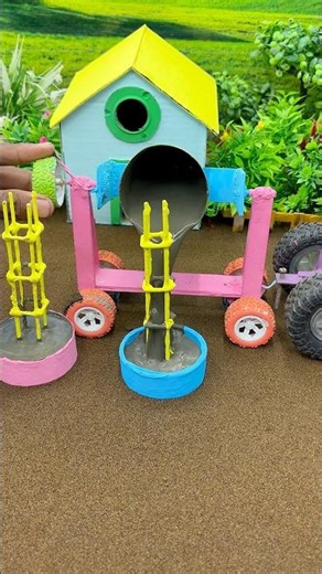 🚜 Mini Tractor Cement Mixer Concrete Pouring | Amazing DIY Construction 😱