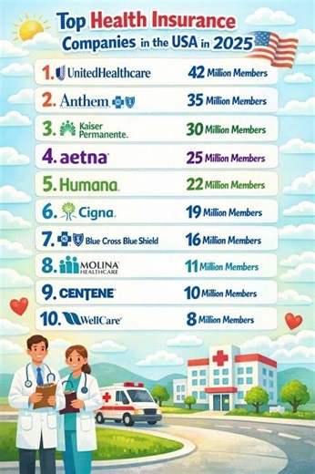 Top 10 Most Used Health Insurance Companies in the USA (2025) 🇺🇸