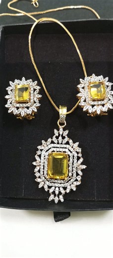 Gold Plated Yellow & Diamond Jewelry Set - Etsy